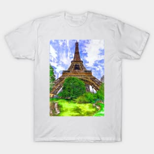 Eiffel Tower Green Lake Paris. For Eiffel Tower & Paris Lovers. T-Shirt